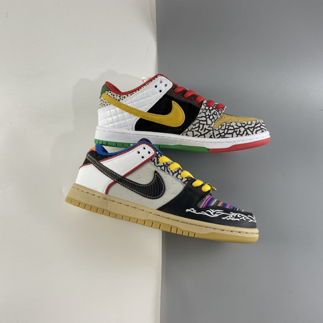 P380 签约知名滑手Paul Rodriguez x Nike SB Dunk Low”What The P-Rod”扣篮系列低帮休闲运动滑板板鞋“融合彩色拼接鸳鸯”CZ2239-600