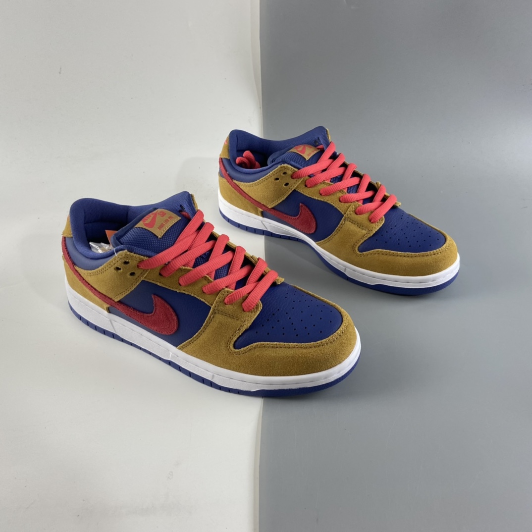 P300 Nike SB Dunk Low SB扣碎篮板深棕白黄配色时尚休闲板鞋 BQ6817-700