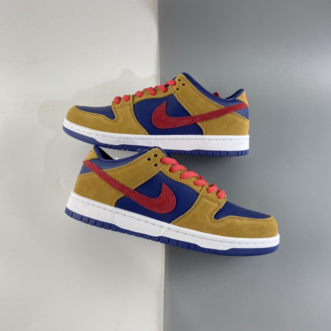 P300 Nike SB Dunk Low SB扣碎篮板深棕白黄配色时尚休闲板鞋 BQ6817-700