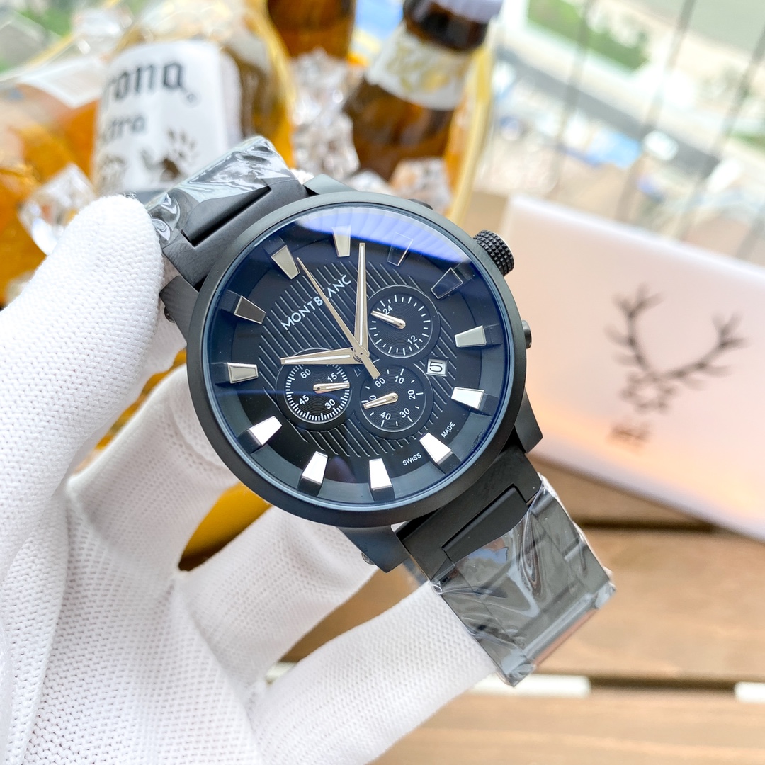 Montblanc Multifunctional Leather Shell Wristwatch with Steel Belt and Precise Design - 图片 2