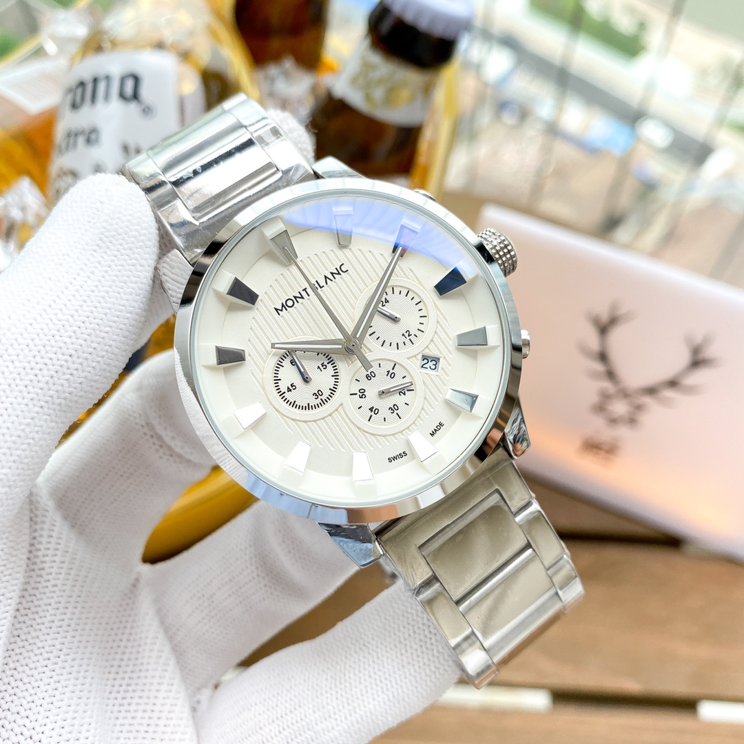 Montblanc Multifunctional Leather Shell Wristwatch with Steel Belt and Precise Design - 图片 4