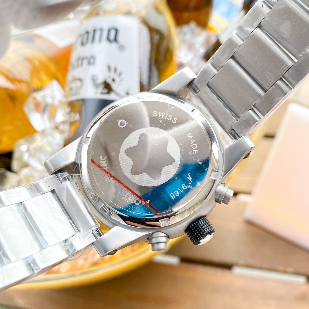 Montblanc Multifunctional Leather Shell Wristwatch with Steel Belt and Precise Design - 图片 9