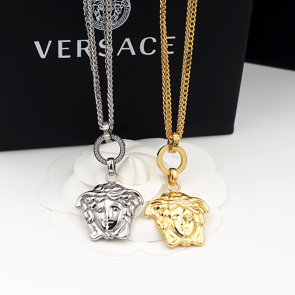 Versace 范思哲Versace 长城纹 回形纹美杜莎人头双层链项链