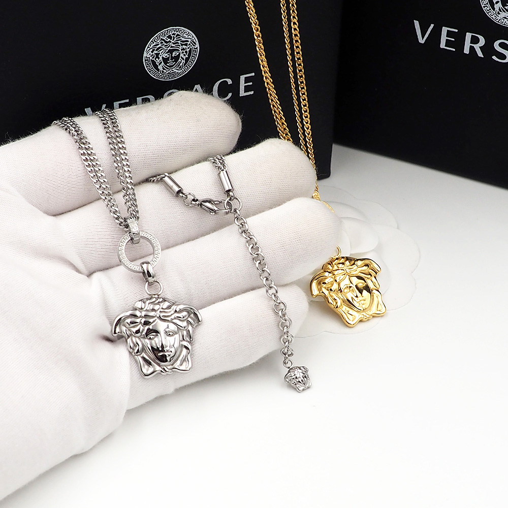 Versace 范思哲Versace 长城纹 回形纹美杜莎人头双层链项链