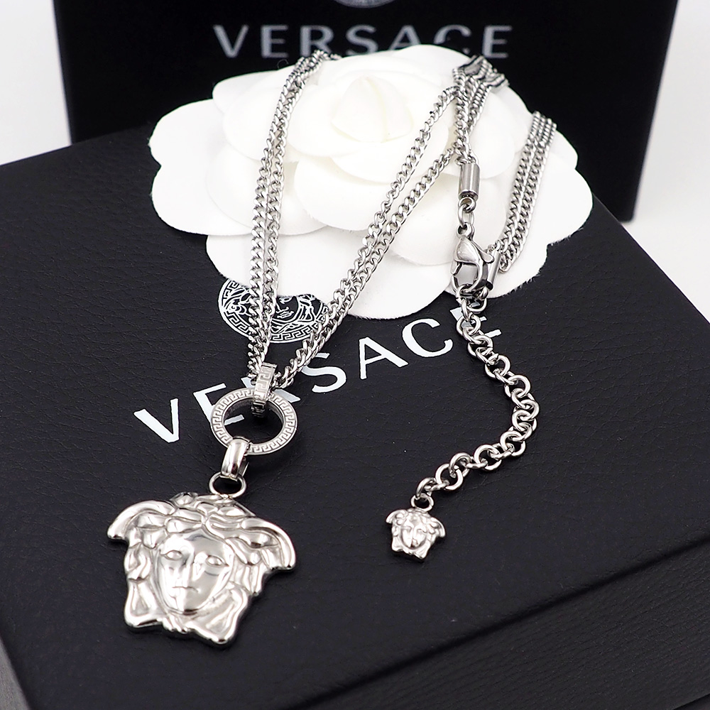 Versace 范思哲Versace 长城纹 回形纹美杜莎人头双层链项链