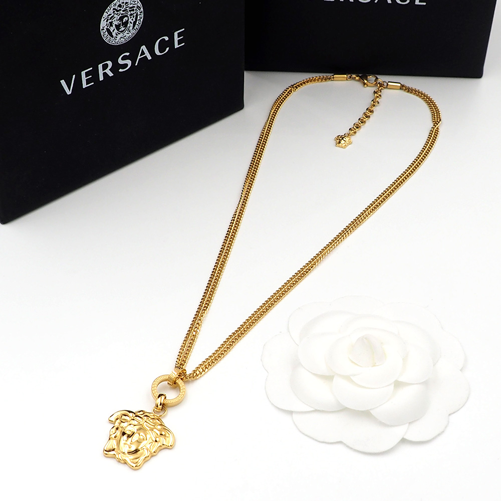 Versace 范思哲Versace 长城纹 回形纹美杜莎人头双层链项链