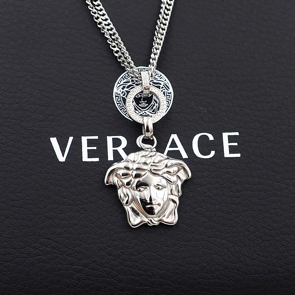 Versace 范思哲Versace 长城纹 回形纹美杜莎人头双层链项链