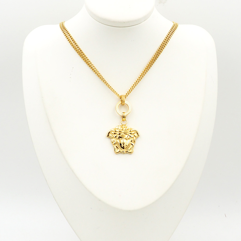 Versace 范思哲Versace 长城纹 回形纹美杜莎人头双层链项链