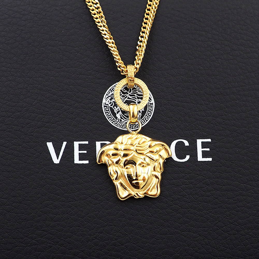 Versace 范思哲Versace 长城纹 回形纹美杜莎人头双层链项链