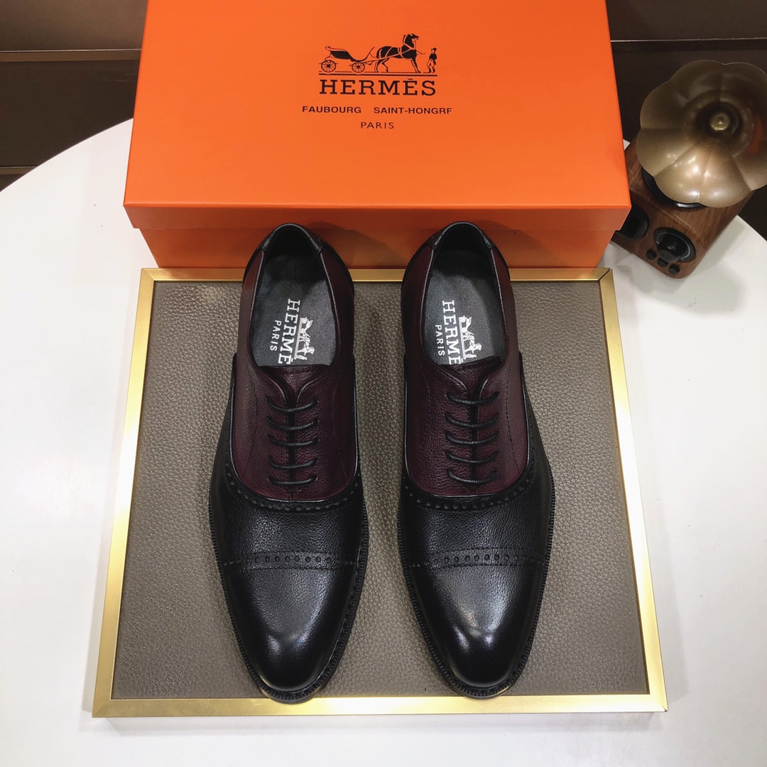 J0 爱马仕 Hermes 正装皮鞋专柜原单，高端定制，一直坚持使用大量手工制作，头层牛皮，原版1:1拆解套楦，羊皮内里’原版开模大底，高级定制的最佳组合 ，上脚超赞’随意出入各种场合码38-44