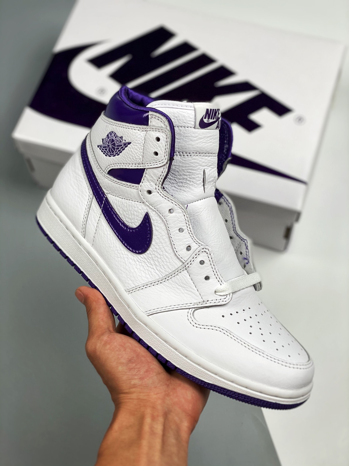 Air Jordan 1 High OG "Court purple" blanco y morado, línea de producción original, desarrollo completamente nuevo, comp…