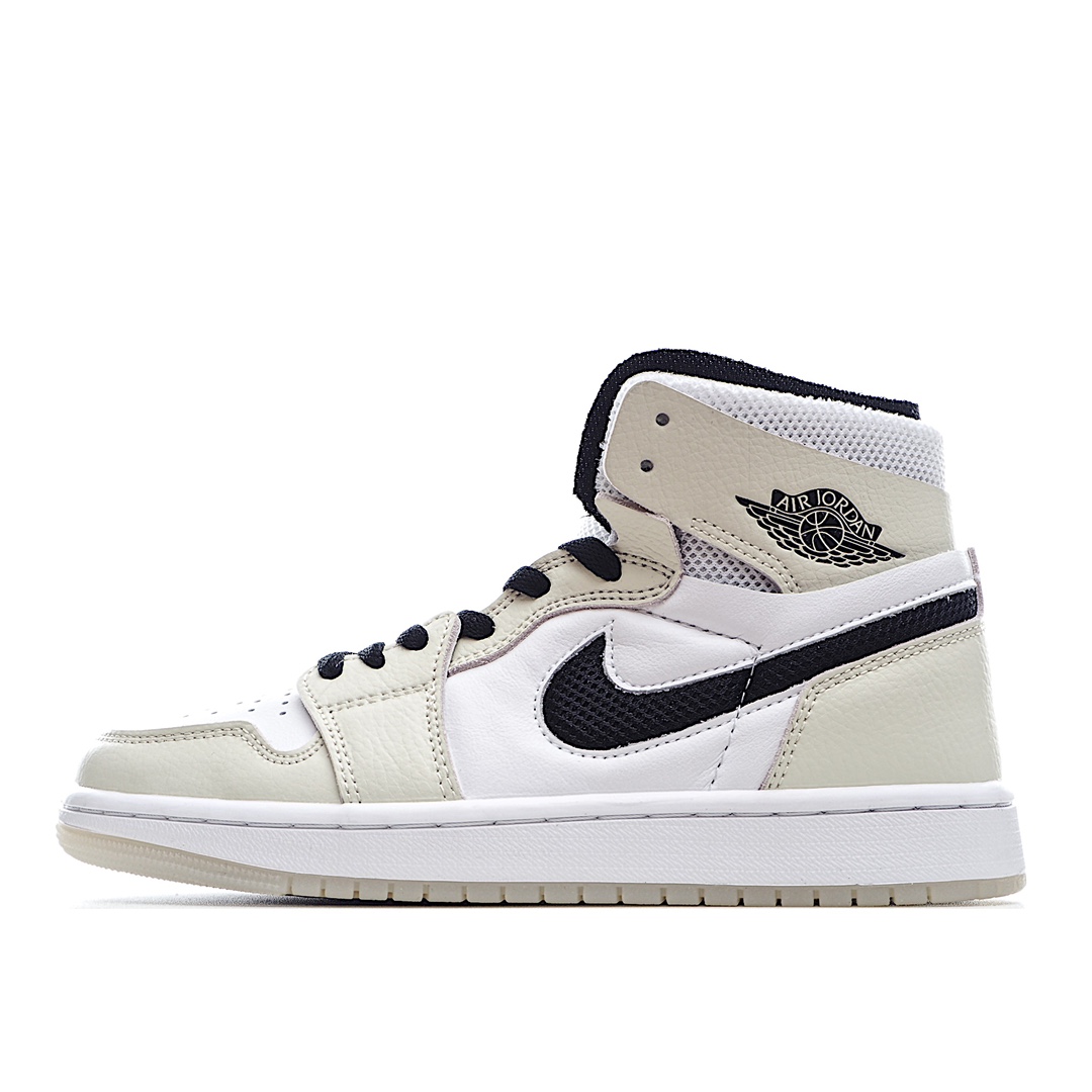 I0 Air Jordan 1 Zoom Comfort 迪奥 Air Jordan 1 CMFT 再度带来一款灰白黑 小迪奥配色采用浅灰 + 纯白为主色调，Swoosh、飞翼 Logo 及鞋带等细节以黑色点缀，与之前多款高价配色非常相似。脚感还更舒适作为强化脚感的 CMFT 版本，这款新鞋型搭载了后跟 Zoom 气垫，并且中底和外底以泡棉替代传统橡胶。透气性也针对即将到来的春夏进行升级。不仅脚踝处采用网布材质，连 Swoosh 也采用了镂空 + 网眼的设计。