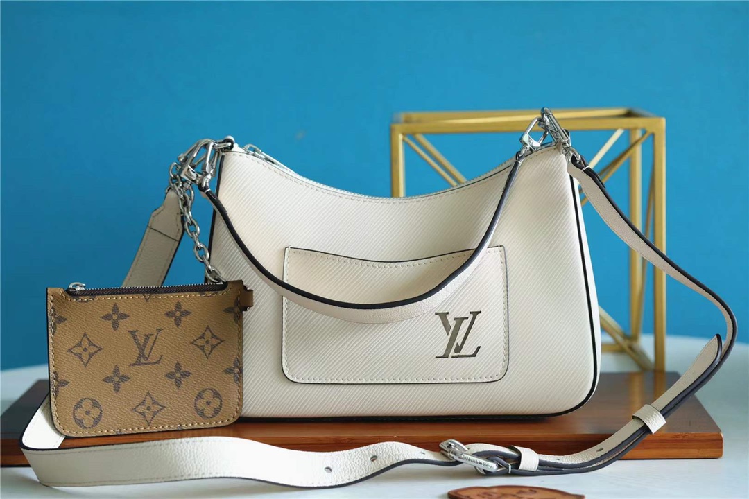 Louis Vuitton LV Marelle Bags Handbags Black Brown White Epi Canvas Chains m80688