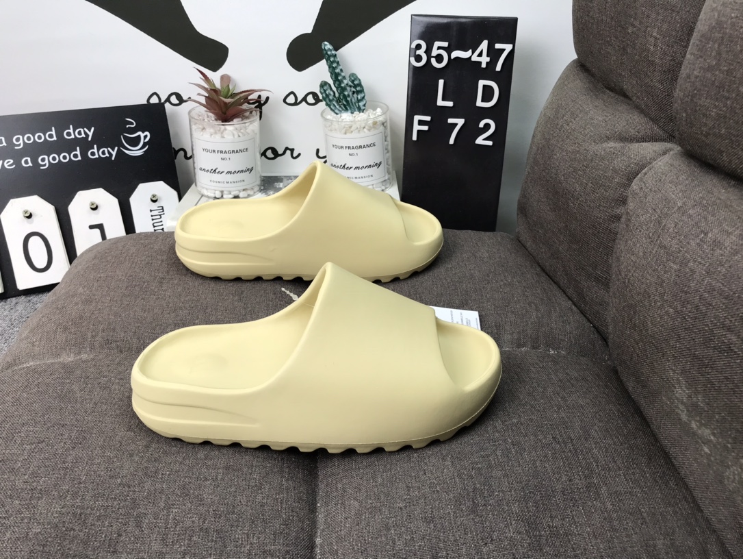 Adidas 阿迪达斯Yeezy SLIDE 夏季室内户外鱼嘴锯齿厚底增高一字凉拖鞋 