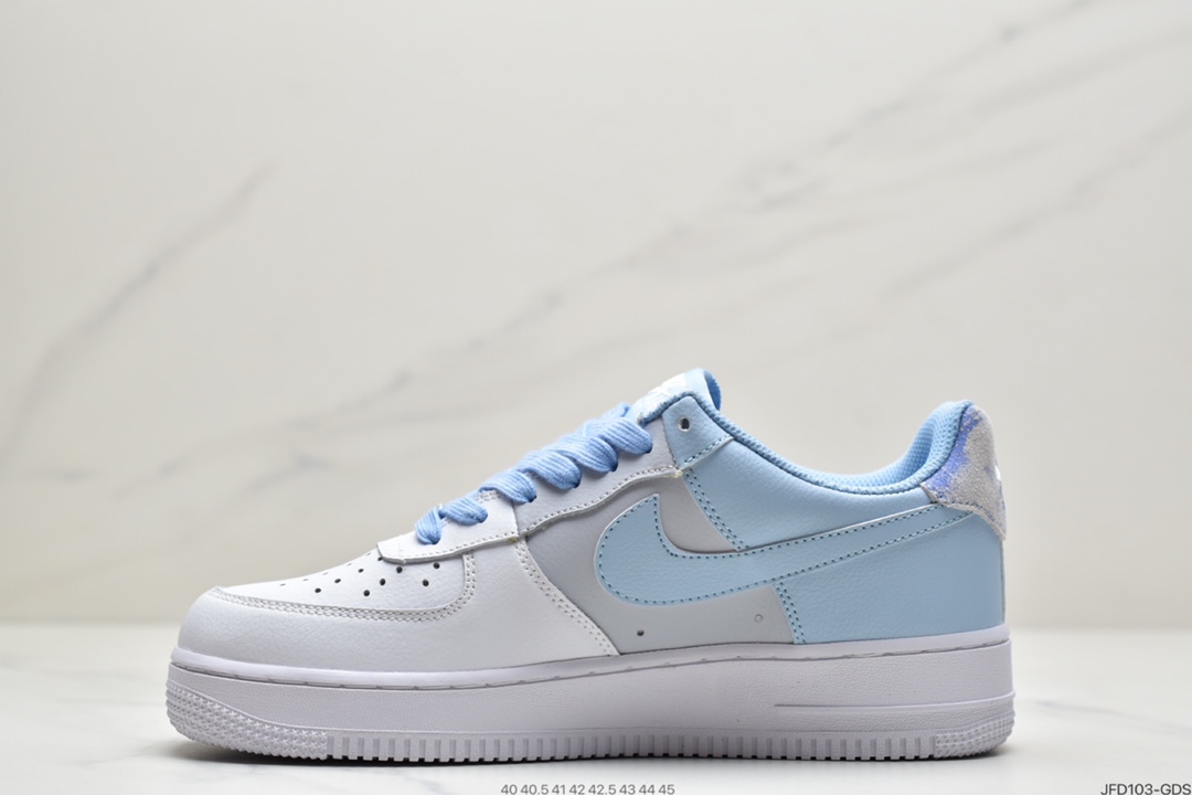 170 耐克NK Air Force 1 Low  白蓝扎染 空军一号低帮百搭休闲运动板鞋 CZ0337-400