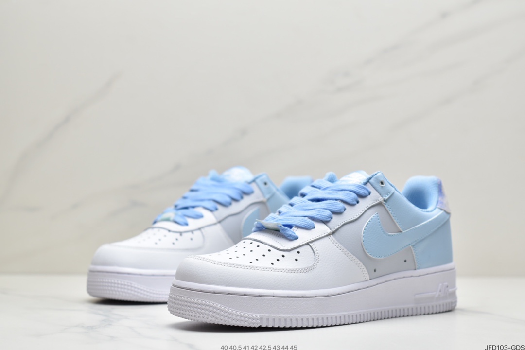 170 耐克NK Air Force 1 Low  白蓝扎染 空军一号低帮百搭休闲运动板鞋 CZ0337-400