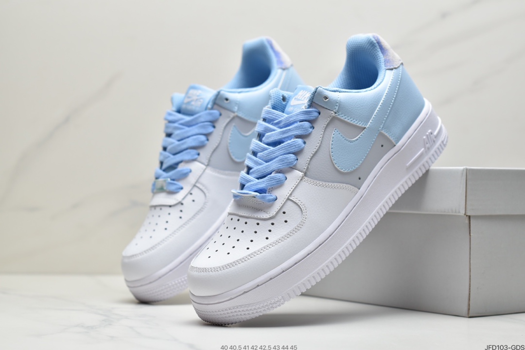 170 耐克NK Air Force 1 Low  白蓝扎染 空军一号低帮百搭休闲运动板鞋 CZ0337-400