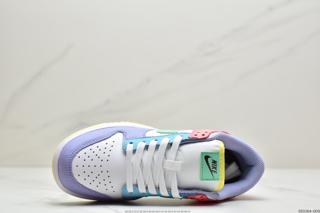 380 耐克 Nike Dunk SB  Low 白紫粉绿蓝色 鸳鸯 彩色拼接  DD1872-100