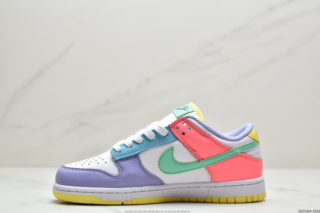 380 耐克 Nike Dunk SB  Low 白紫粉绿蓝色 鸳鸯 彩色拼接  DD1872-100