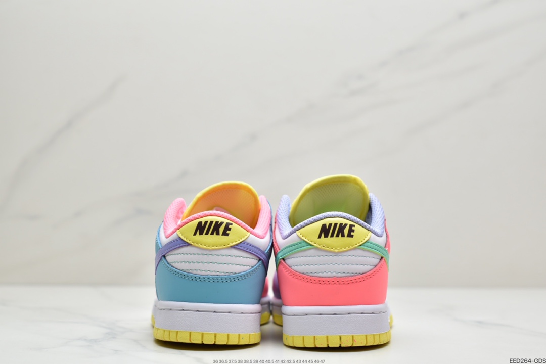 380 耐克 Nike Dunk SB  Low 白紫粉绿蓝色 鸳鸯 彩色拼接  DD1872-100