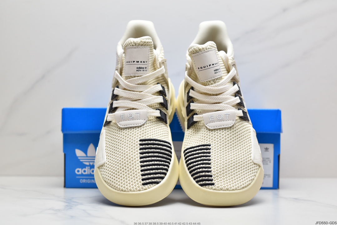 170 阿迪达斯 三叶草新品 Adidas EQT Basketball ADV 系列街头篮球短筒针织慢跑鞋“蜂窝呼吸网白宝蓝串标LOGO”男女鞋