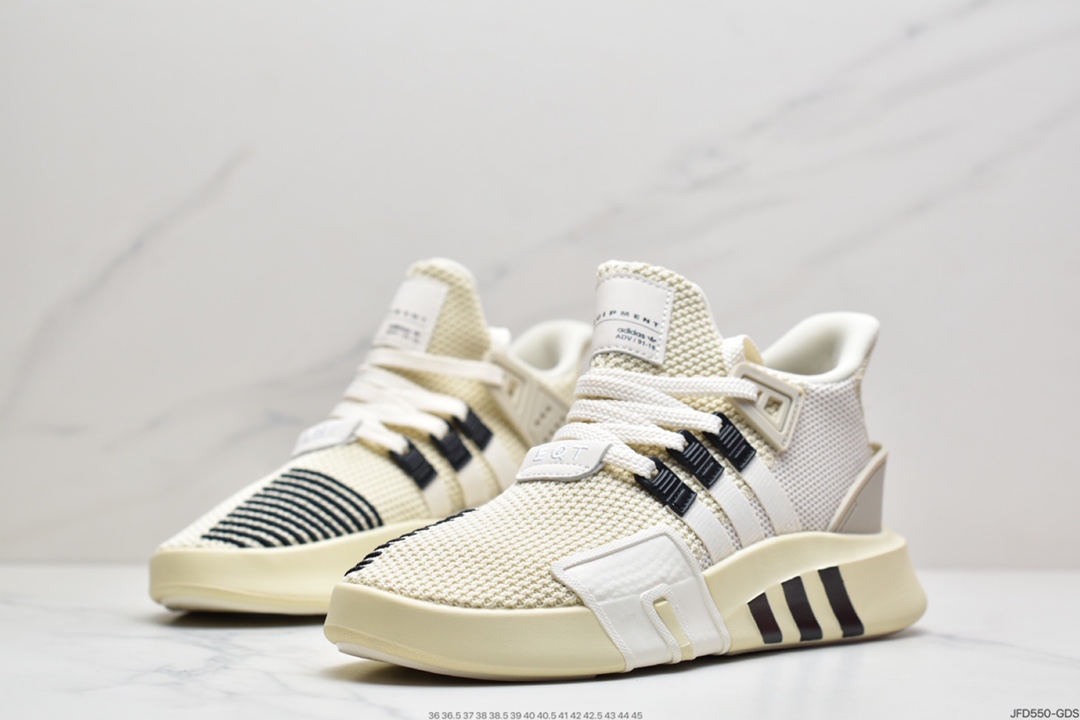 170 阿迪达斯 三叶草新品 Adidas EQT Basketball ADV 系列街头篮球短筒针织慢跑鞋“蜂窝呼吸网白宝蓝串标LOGO”男女鞋