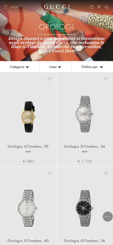 Toda la gama de modelos masculinos de Gucci, exclusiva y disponible con nuevos packaging