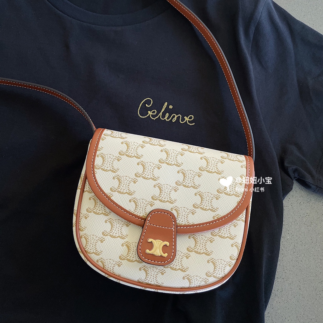 Celine思琳 Mini Besace 马鞍包 196702白花