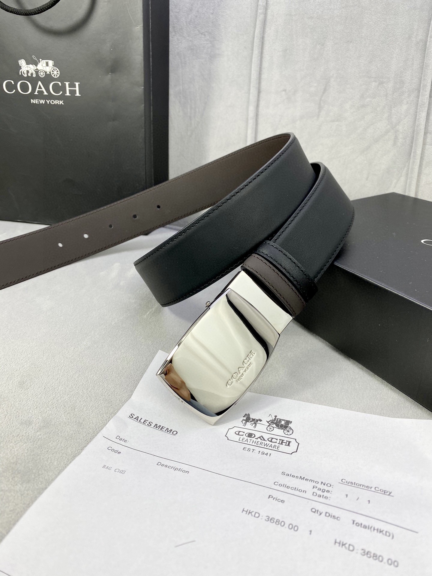 宽度4.0cmCOACH蔻驰双面平纹