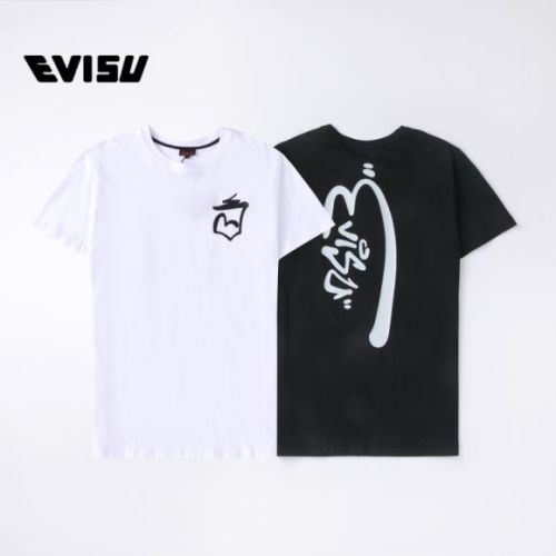 EVISU Logo Print Cotton T-Shirt, Crew Neck Short Sleeve Tee for Men 1 EVISU Logo Print Cotton T-Shirt, Crew Neck Short Sleeve Tee for Men