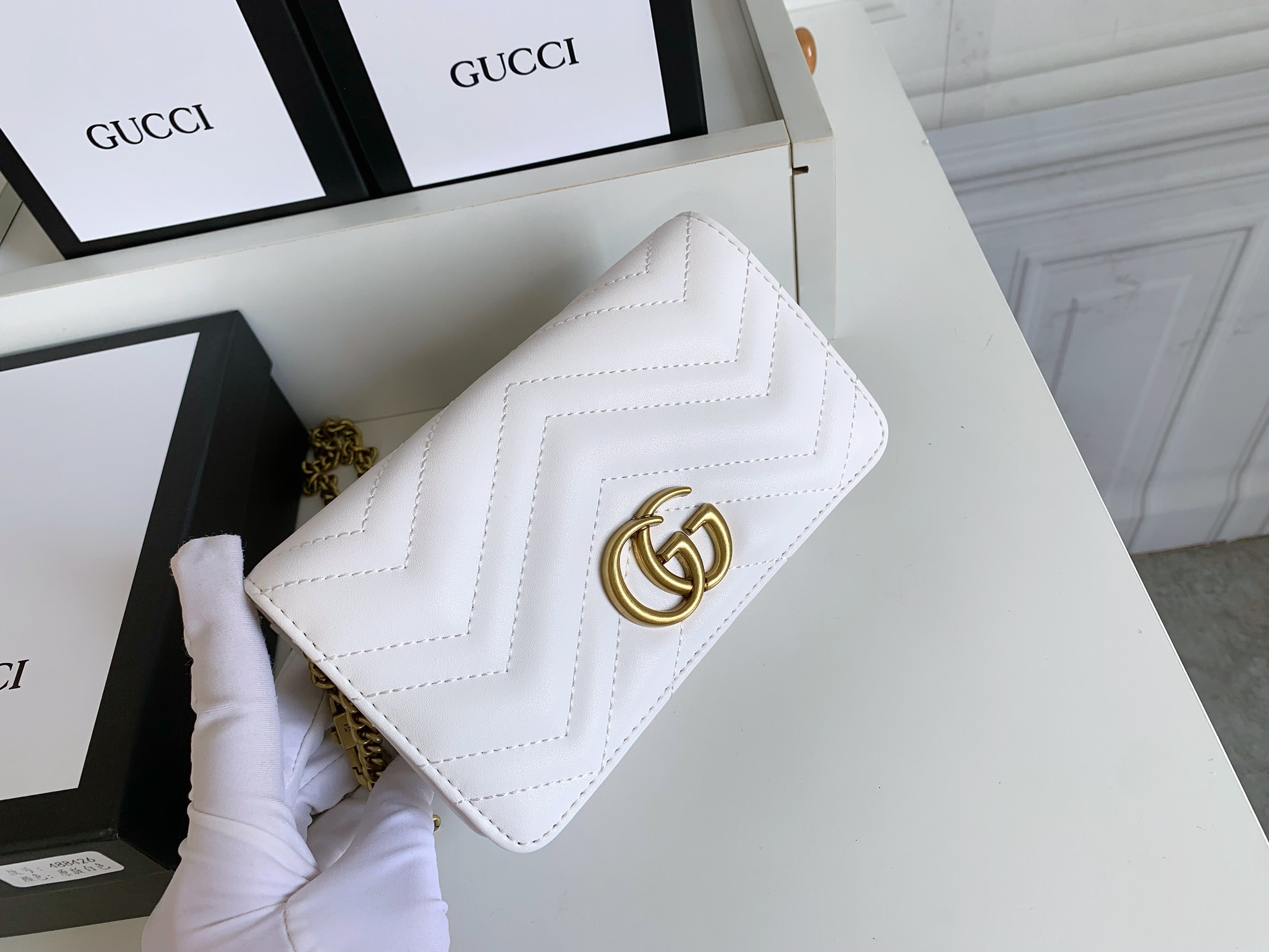 GUCCI GG Marmont ミニチェーンバッグ - トップグレード牛皮