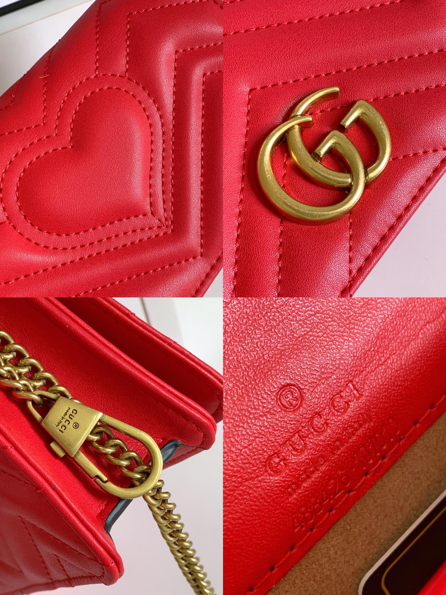 GUCCI GG Marmont ミニチェーンバッグ - トップレザーの魅力