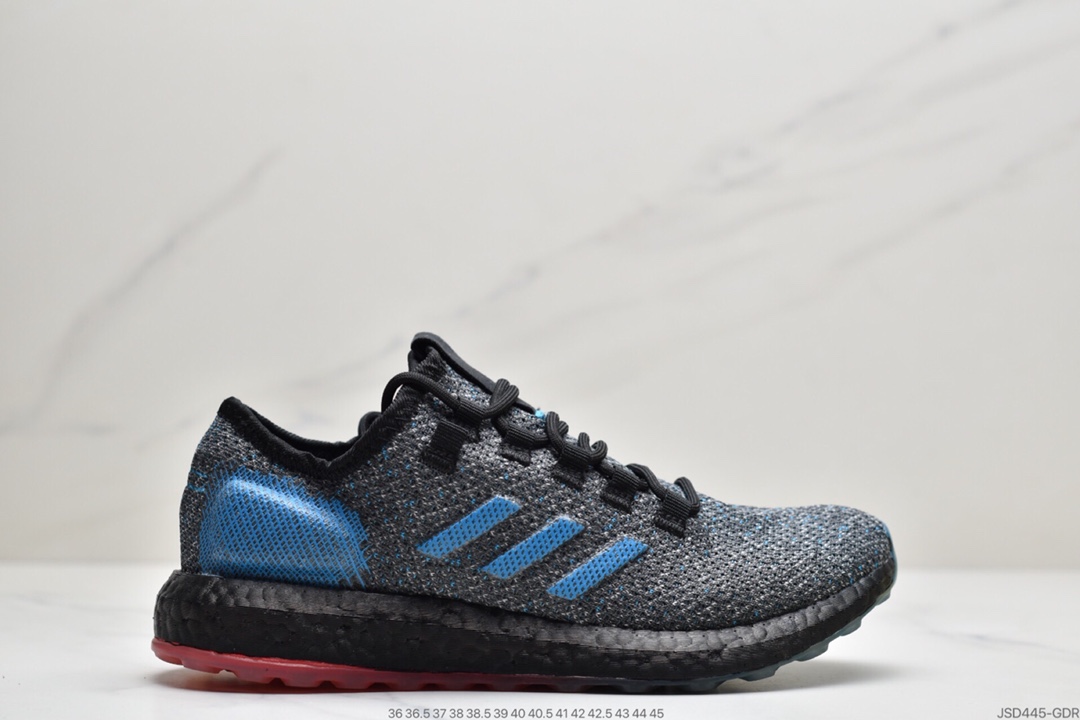 200 阿迪达斯 PureBoost 针织爆米花跑步鞋。BOOST中底和STRETCHWEB外底科技 BB7804