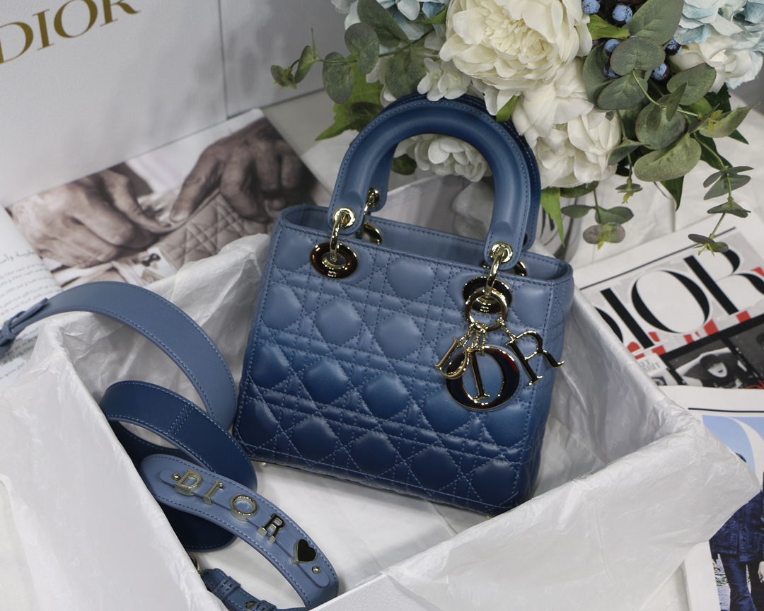 Dior Lady Dior Gradient Lambskin Cannage Top Handle Crossbody