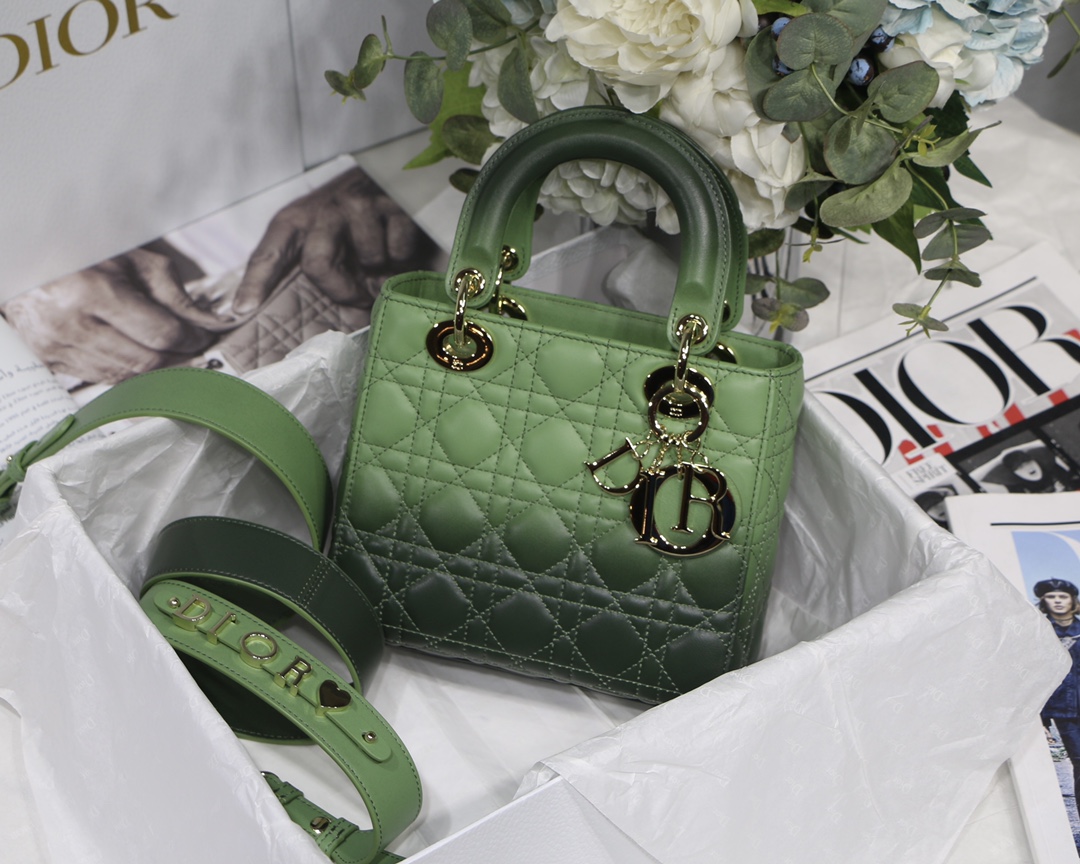 DIOR Lady Dior Gradient Lambskin Cannage Top Handle Crossbody