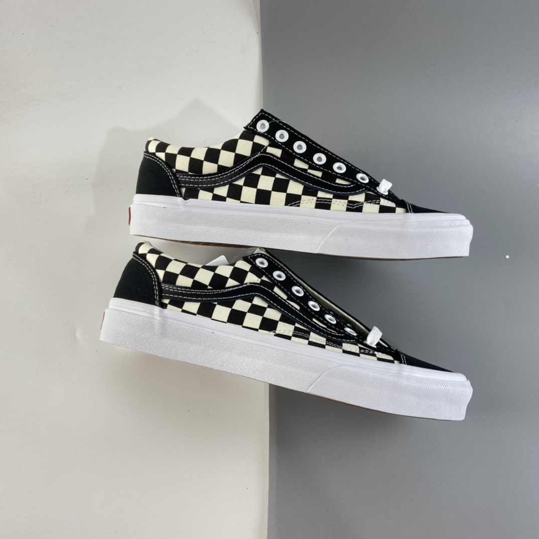 P150 VANS 2021 Style 36安纳海姆经典棋盘格复古黑白低帮男女情侣款休闲硫化帆布滑板鞋 VN0A54F6XC8