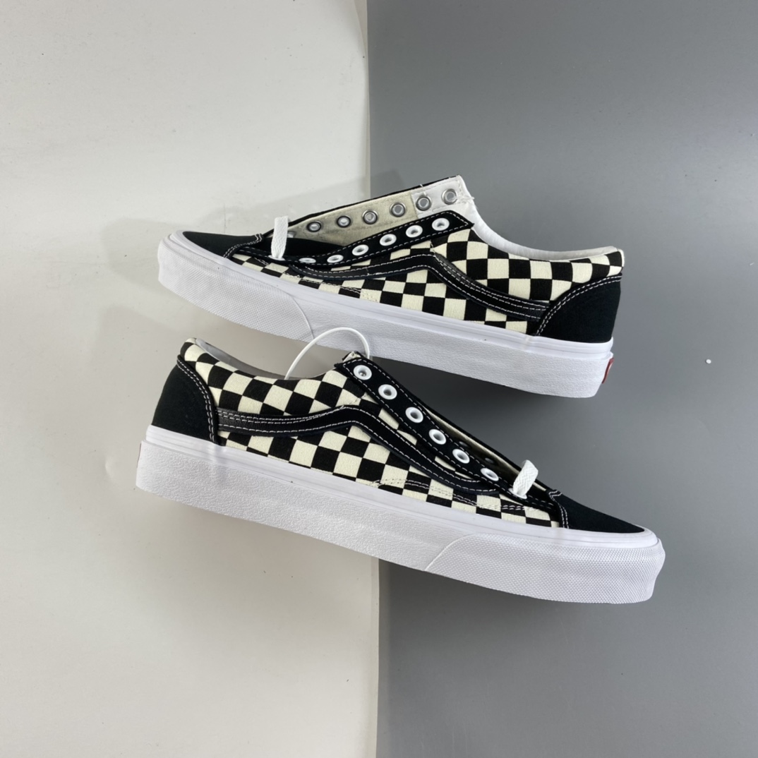 P150 VANS 2021 Style 36安纳海姆经典棋盘格复古黑白低帮男女情侣款休闲硫化帆布滑板鞋 VN0A54F6XC8