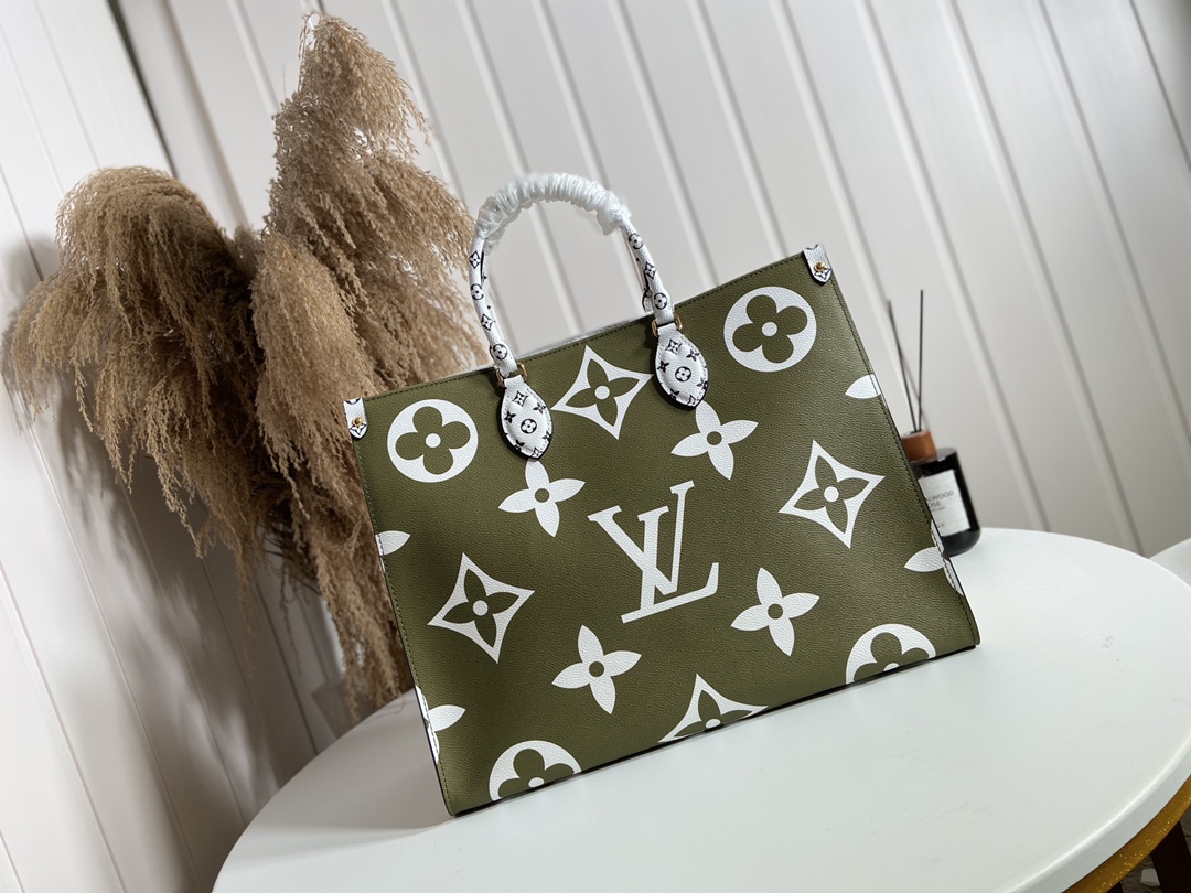 Louis Vuitton LV Onthego Bags Handbags Gold Green Printing Monogram Canvas Fabric Mini M44571