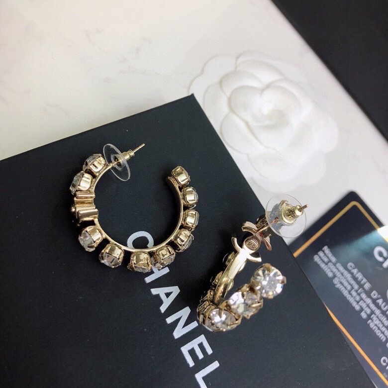 chanel gold black pearl hoop earrings