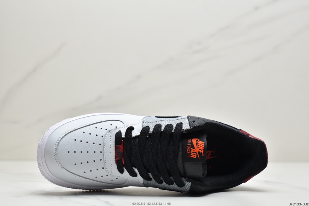 170 耐克Nike Air Force 1’07 LV8  黑灰红拼接 空军一号低帮运动休闲板鞋CZ0337-001