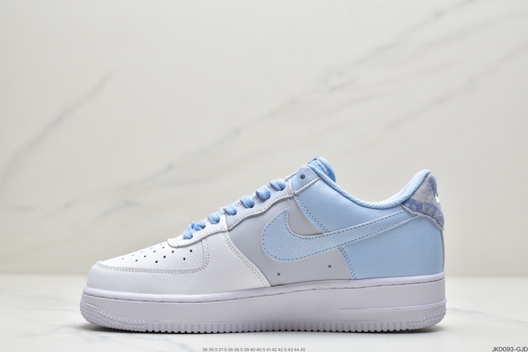 160 耐克NK Air Force 1 Low  白蓝扎染 空军一号低帮百搭休闲运动板鞋  CZ0337-400
