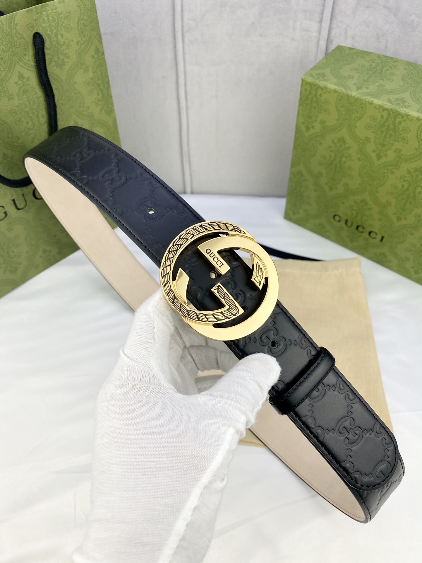 Gucci Style Leather Men's Belts Men's Belts Men's Belt detail image 6 from source 766469