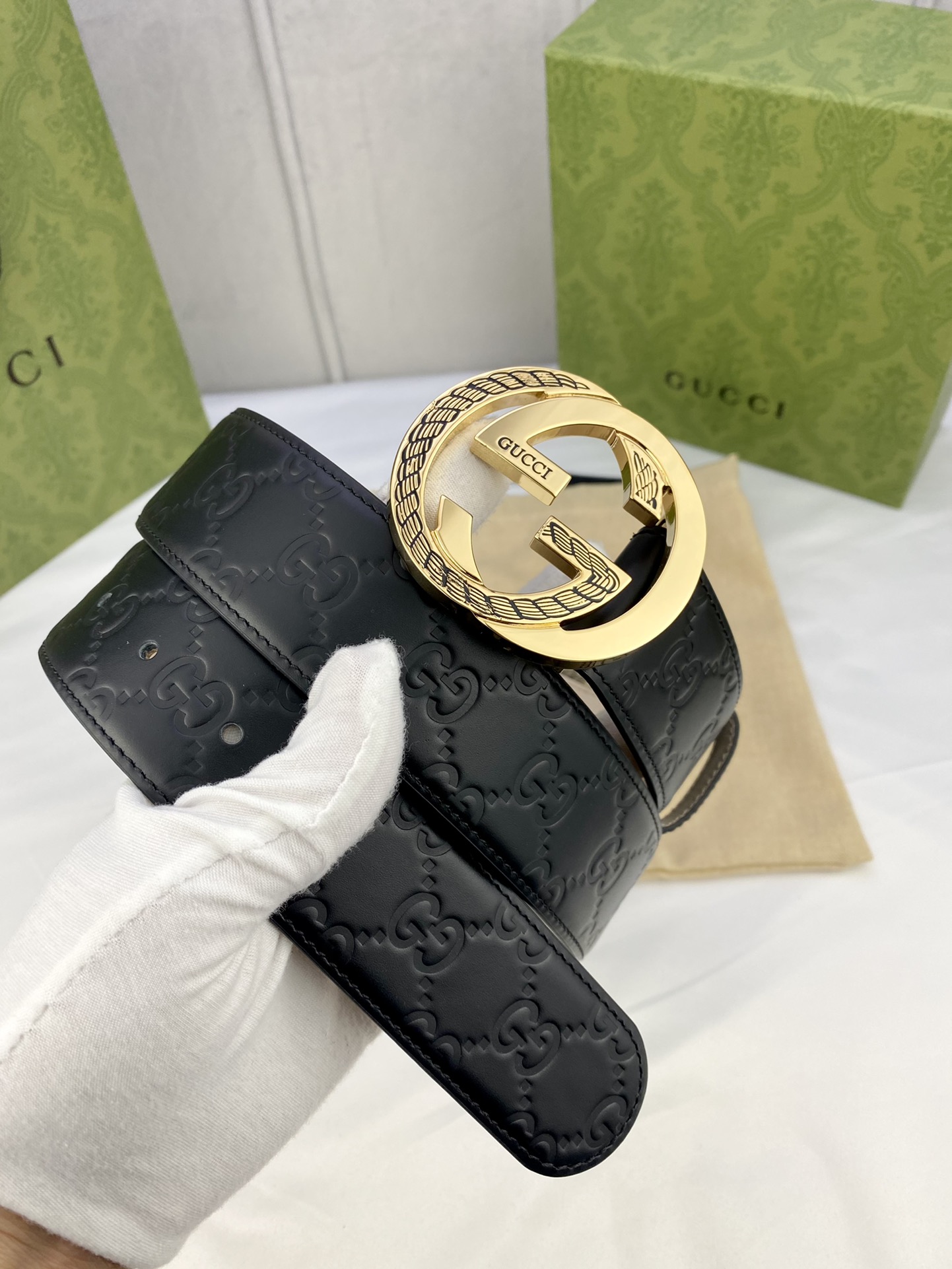 Gucci Style Leather Men's Belts Men's Belts Men's Belt detail image 9 from source 766469
