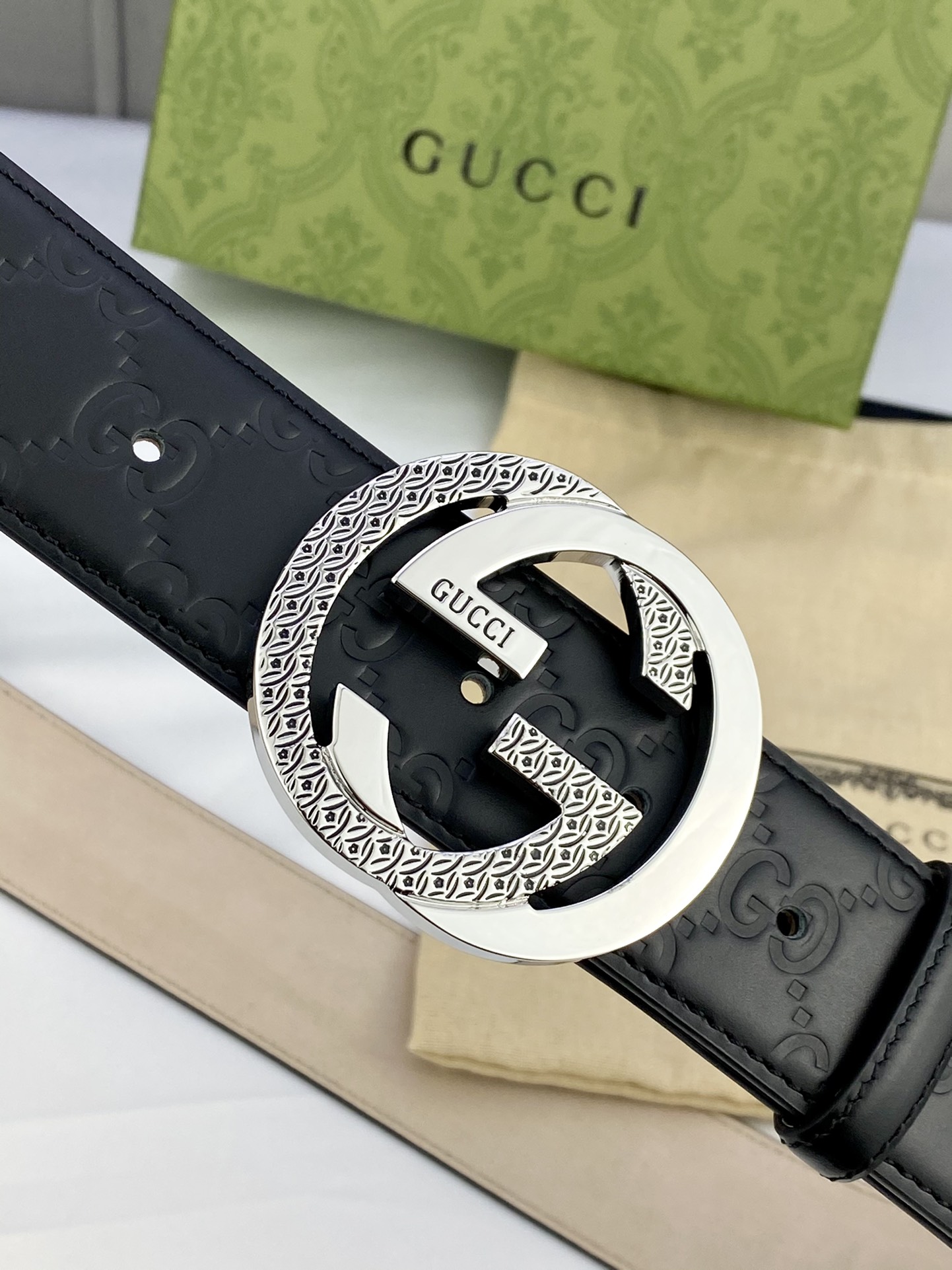Gucci Style Leather Men's Belts Men's Belts Men's Belt detail image 9 from source 766468