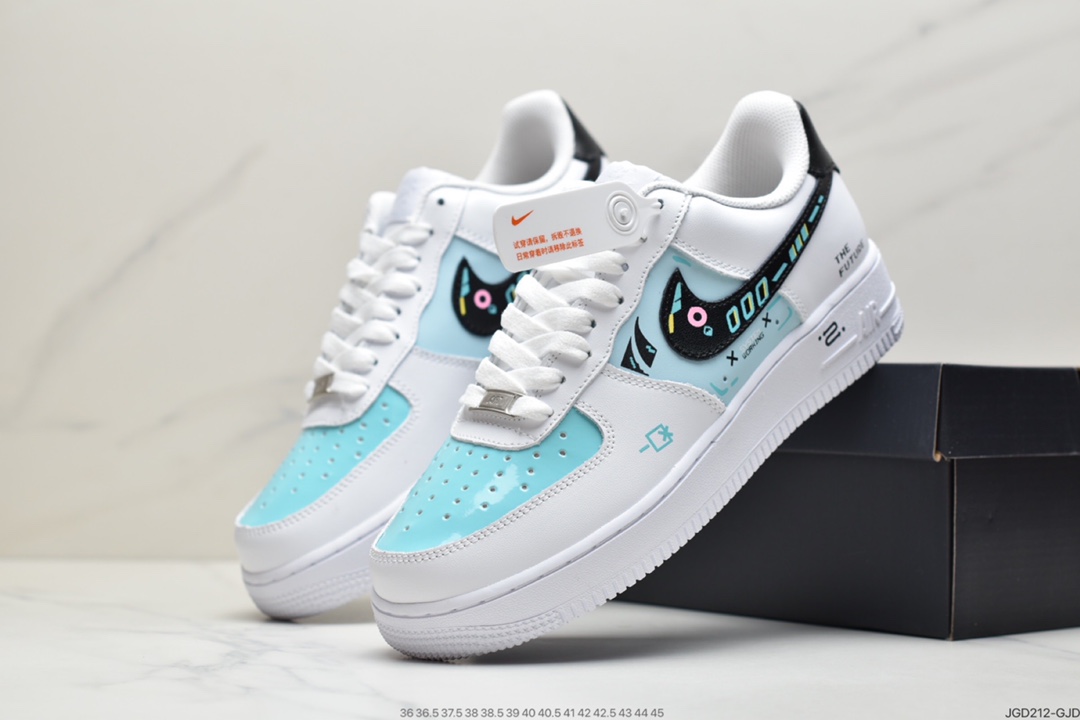 180  官方爆款定制 PS5电玩主题Nike Air Force 1 Low’07 白蓝黑涂鸦空军一号低帮休闲板鞋 CW2288-222