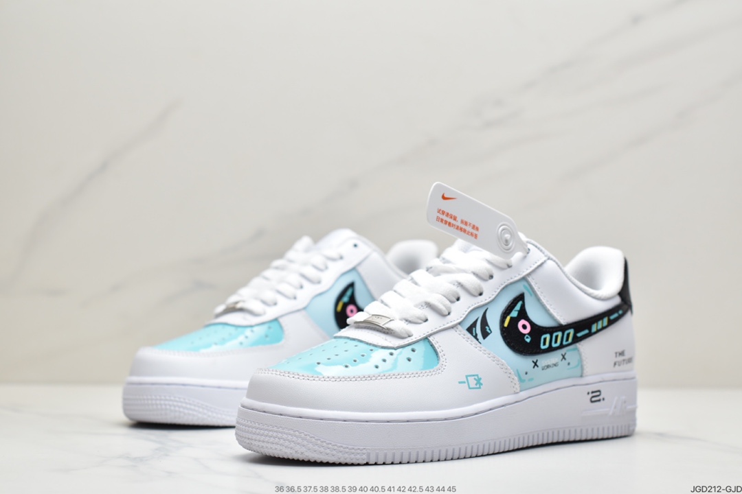 180  官方爆款定制 PS5电玩主题Nike Air Force 1 Low’07 白蓝黑涂鸦空军一号低帮休闲板鞋 CW2288-222