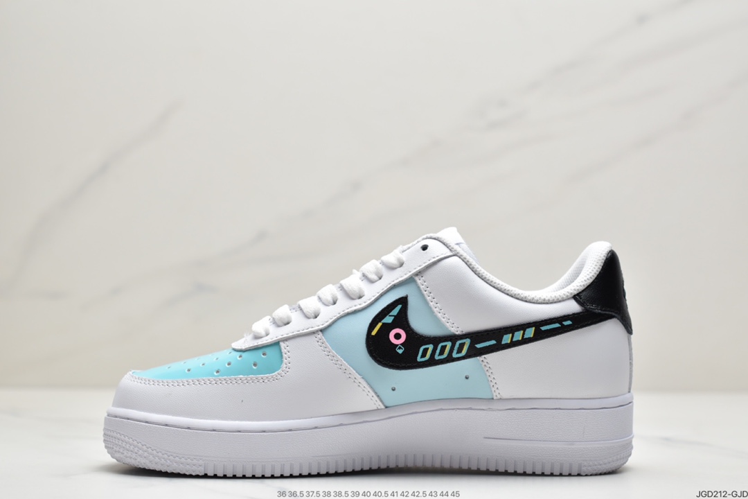 180  官方爆款定制 PS5电玩主题Nike Air Force 1 Low’07 白蓝黑涂鸦空军一号低帮休闲板鞋 CW2288-222