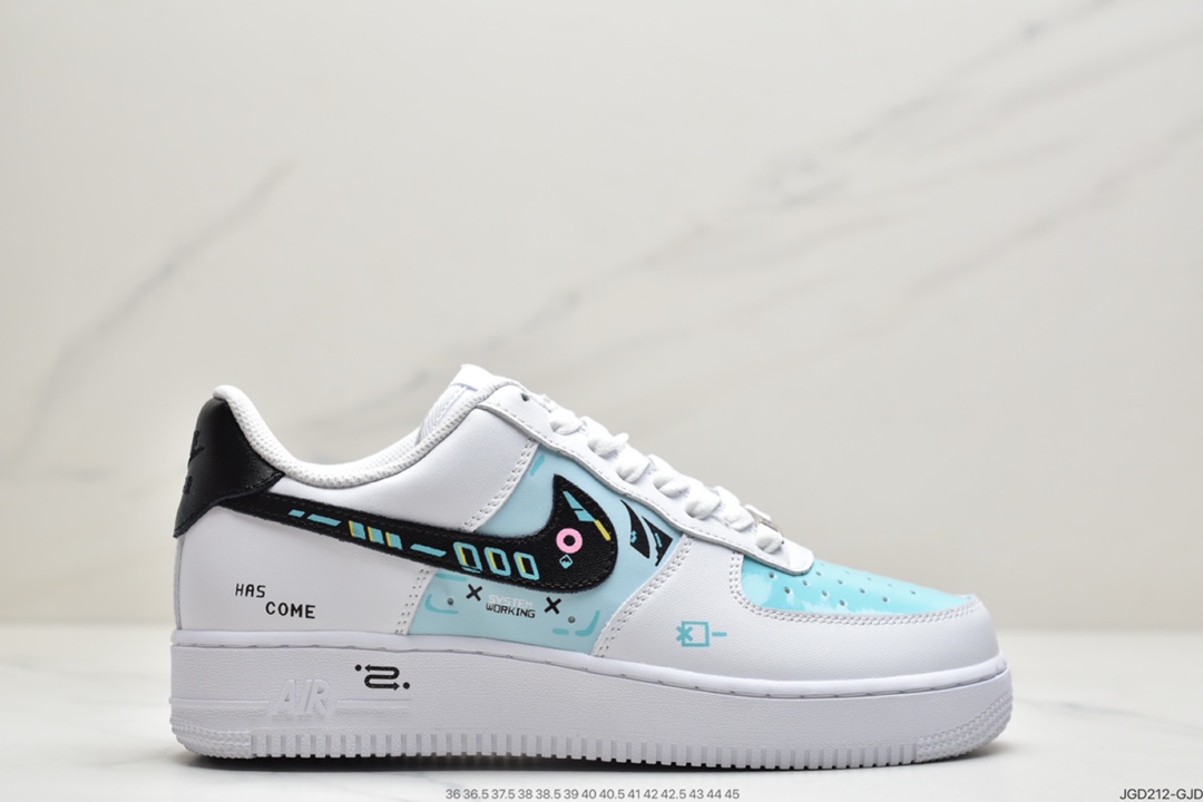 180  官方爆款定制 PS5电玩主题Nike Air Force 1 Low’07 白蓝黑涂鸦空军一号低帮休闲板鞋 CW2288-222