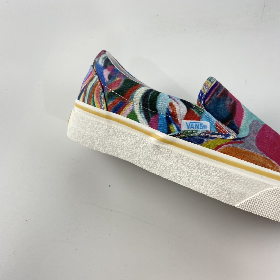 P150 VANS Authentic SF油画彩色印花彩色底环保 一脚蹬懒人套帆布板鞋 VN0A3MU646B