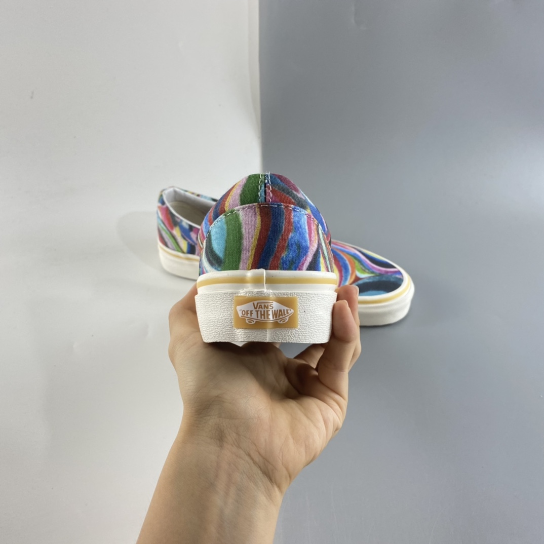 P150 VANS Authentic SF油画彩色印花彩色底环保 一脚蹬懒人套帆布板鞋 VN0A3MU646B